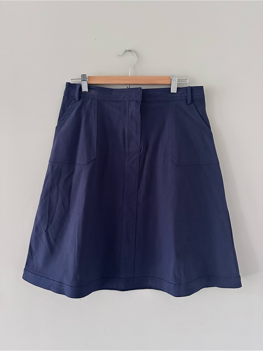 Navy A-Line Skirt with Front Pockets